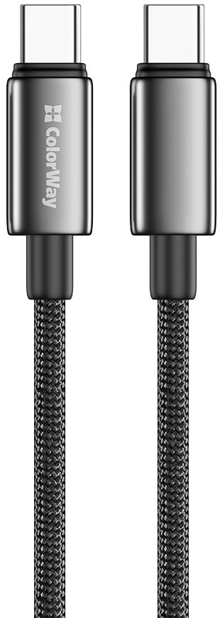 Кабель Colorway Type-C - Type-C (zinc alloy braided) (PD Fast Charging 100W) 5А 1м Black (CW-CBPDCC098-BK)